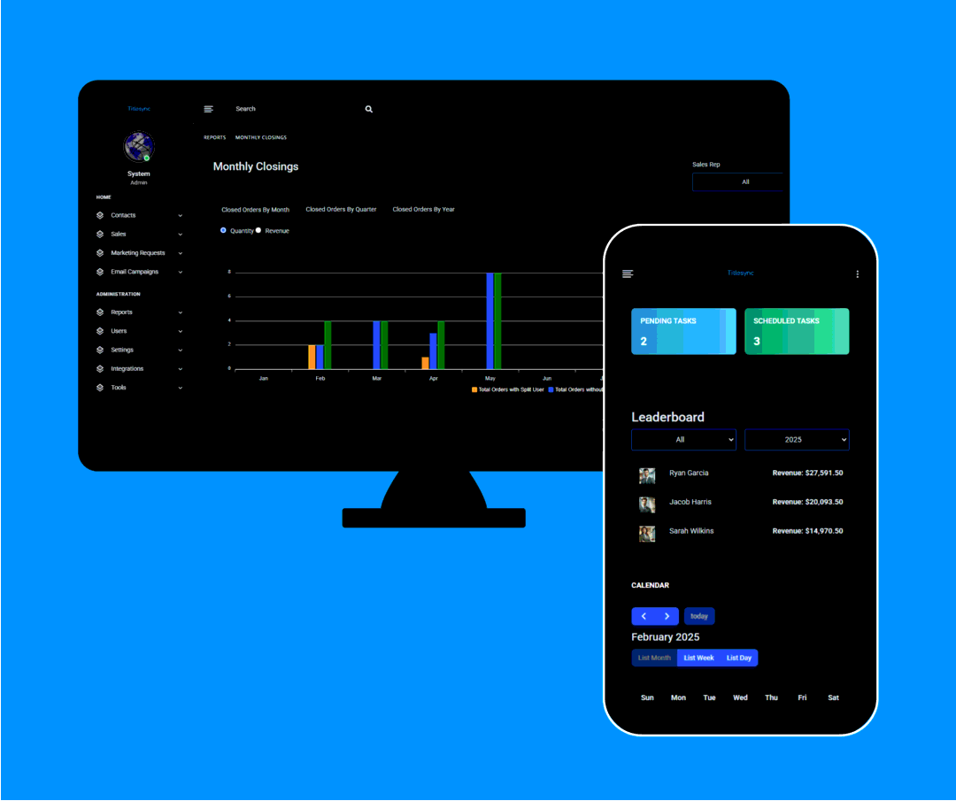 Titlesync CRM dashboard on desktop and mobile